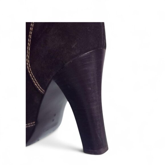 Vintage COACH Randie Belted Slouch Boots black suede 8 - Picture 10 of 12